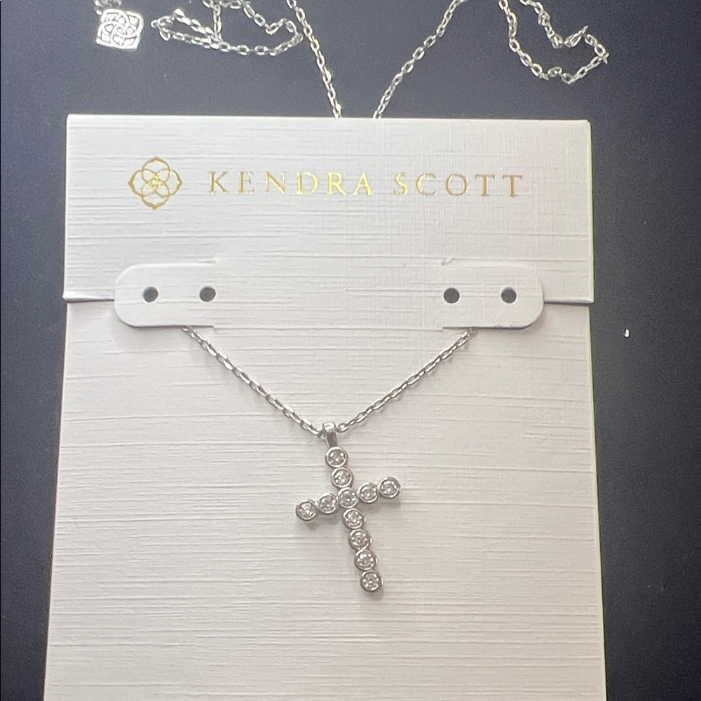 Kendra Scott Silver Crystal Cross Pendant Necklace